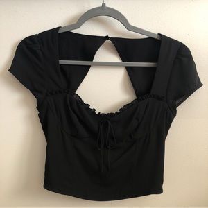 TIMING Black Cropped Blouse